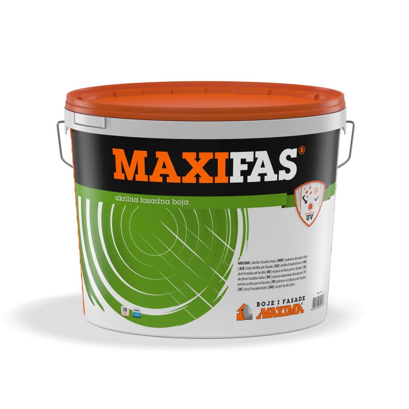 Maxifas 15 lit bela,akrilna fasadna boja